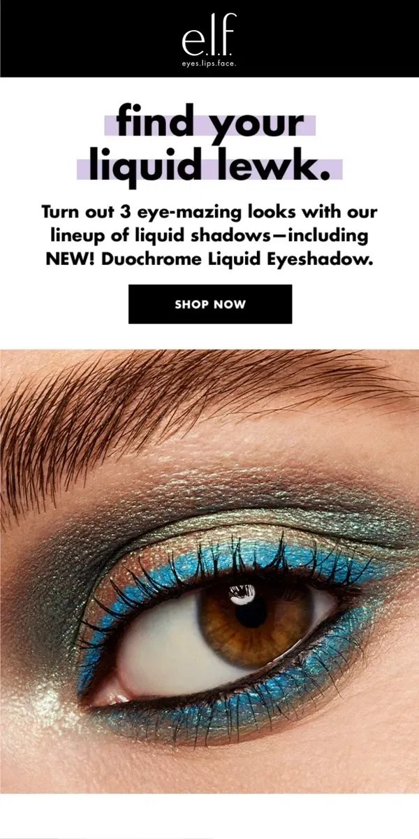 Email from e.l.f.. Liquid Eyeshadows 101 👀