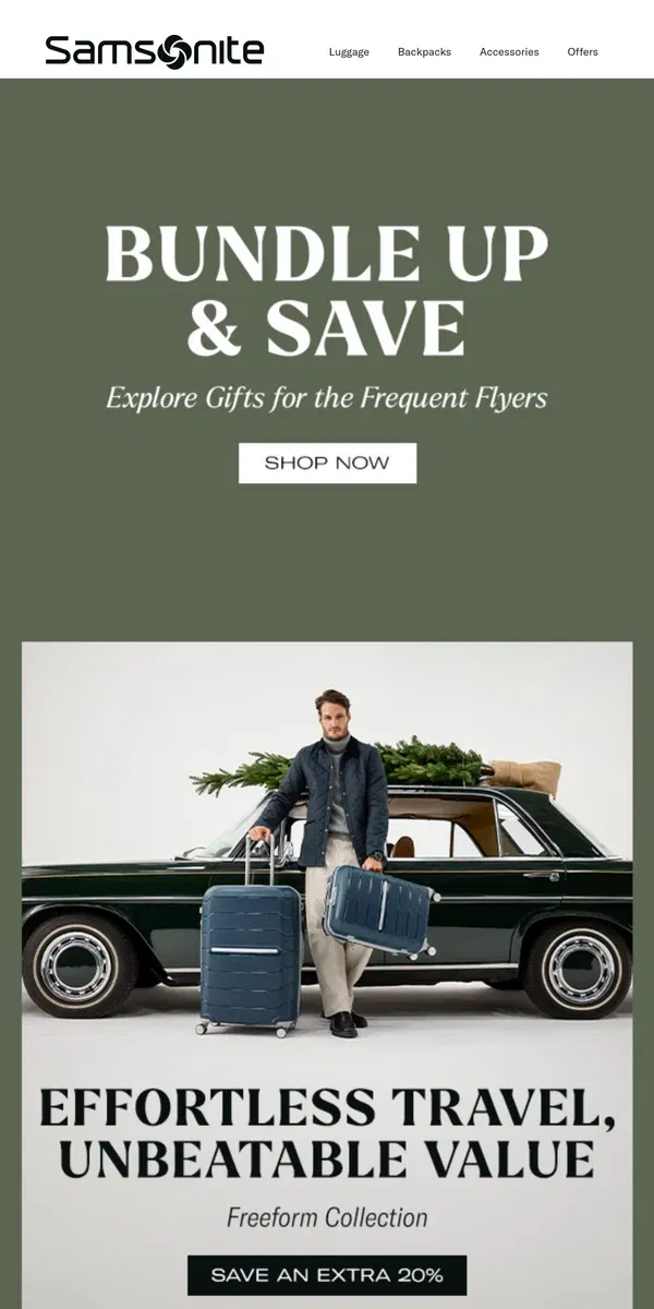 Email from Samsonite. Mix, Match & Save with Bundles