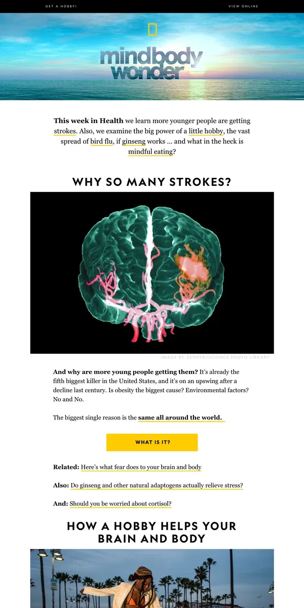 Email from National Geographic.  Strokes are up 70 percent worldwide. There’s one big reason.