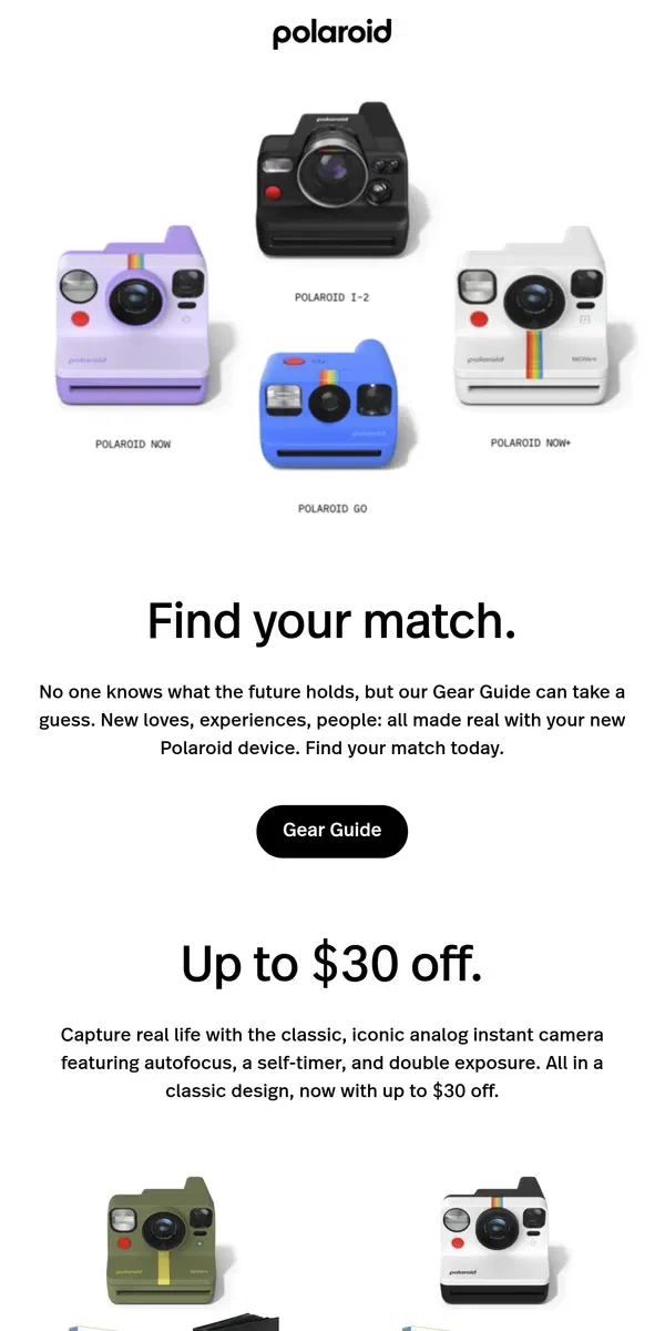 Email from Polaroid. Match made in camera heaven.