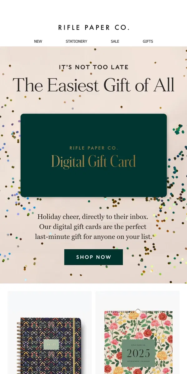 Email from Rifle Paper Co.. It's not too late!