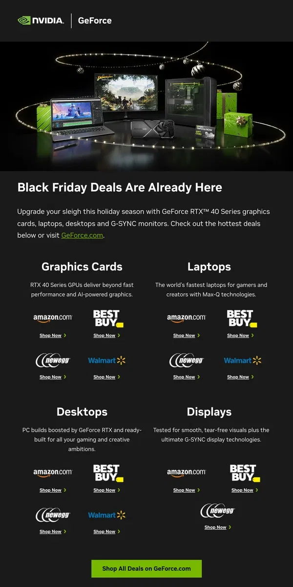 Email from NVIDIA. Black Friday Deals on GeForce RTX