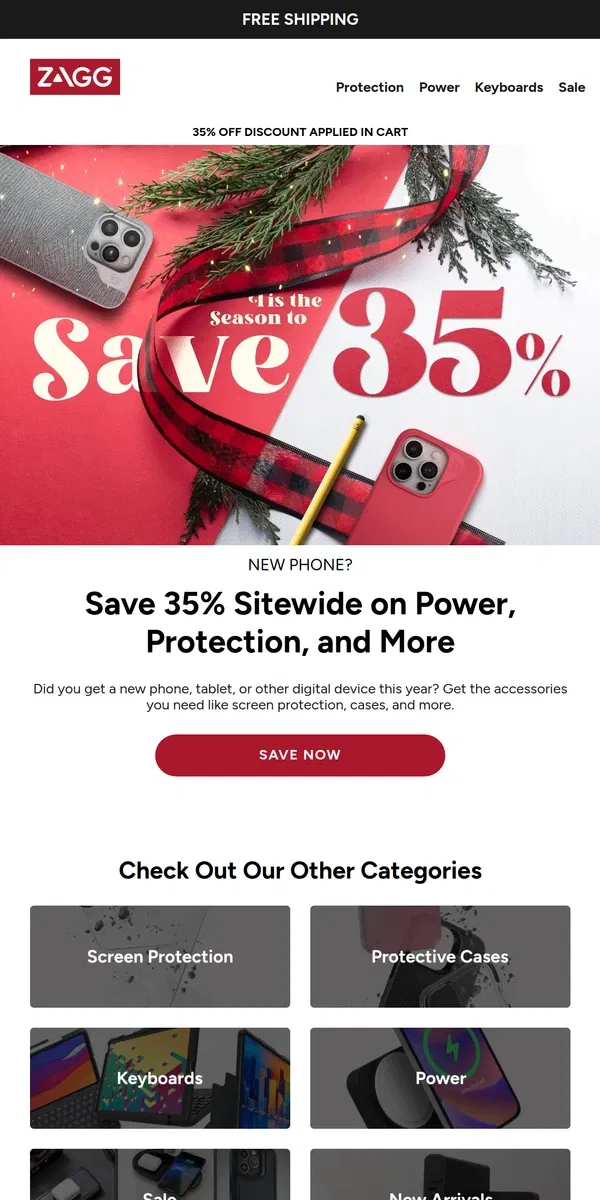 Email from ZAGG. 📱Get 35% off essential accessories for your new device!