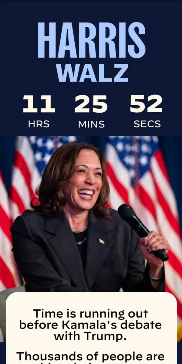 Email from Kamala Harris. Kamala needs 205 Democrats in New York to step up.