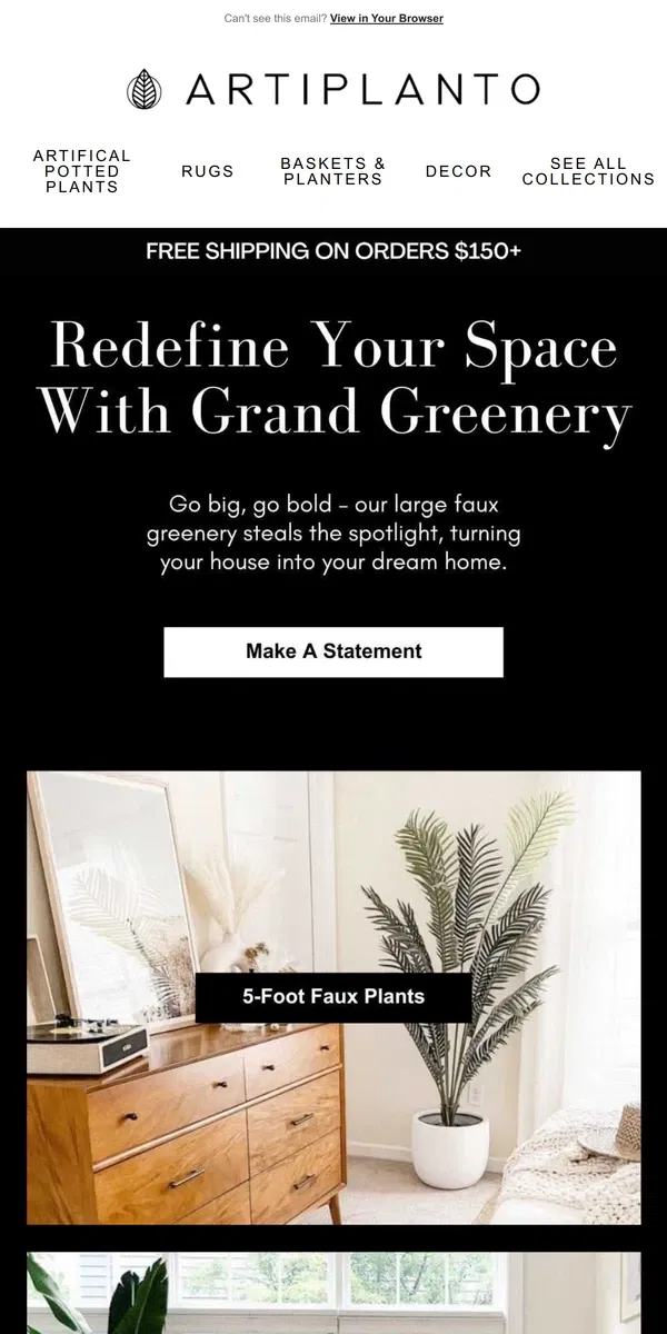 Email from Artiplanto. 🌿Fa-La-La-Large Foliage For Your Home