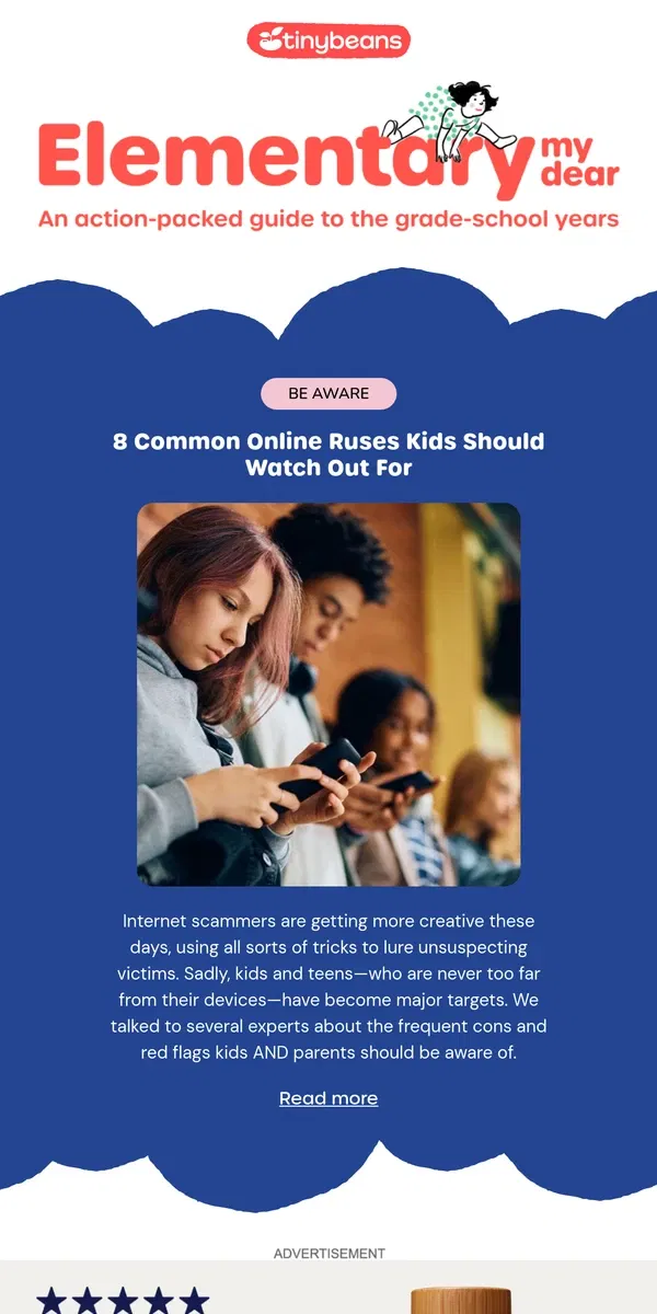 Email from Tinybeans. 8 Common Ways Kids Are Tricked Online