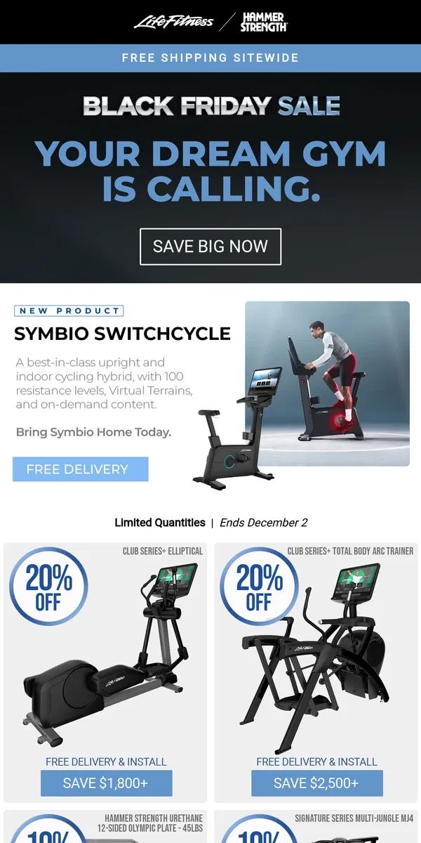 Email from Life Fitness. Black Friday Sale Happening NOW!