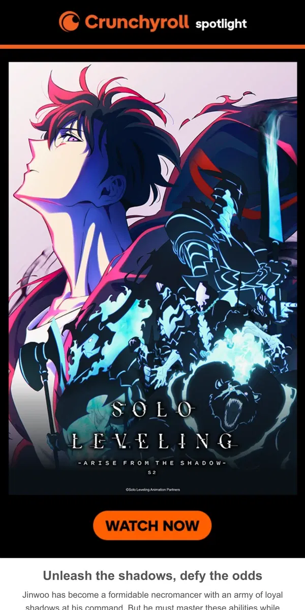 Email from Crunchyroll. A New Monarch Rises in Solo Leveling