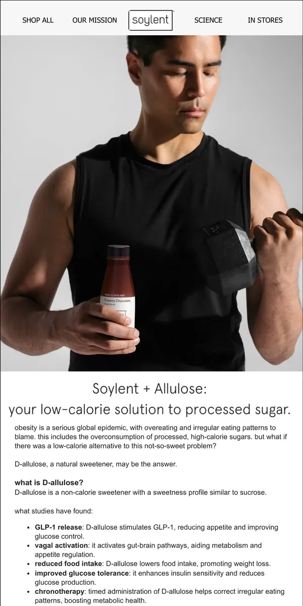 Email from Soylent. support weight management with Soylent.