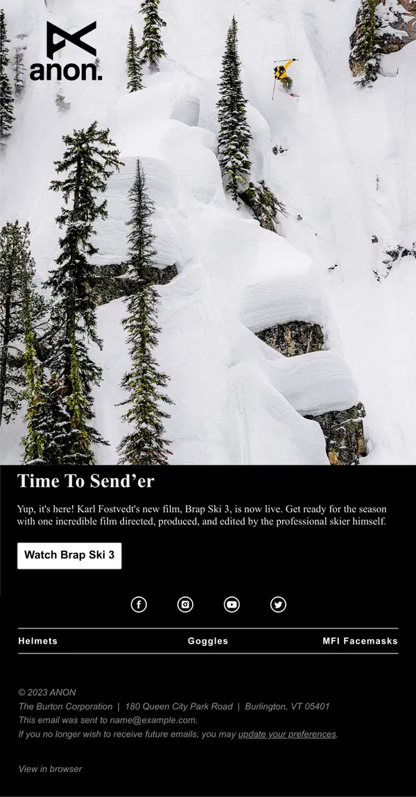 Email from Burton. Now Live: Brap Ski 3