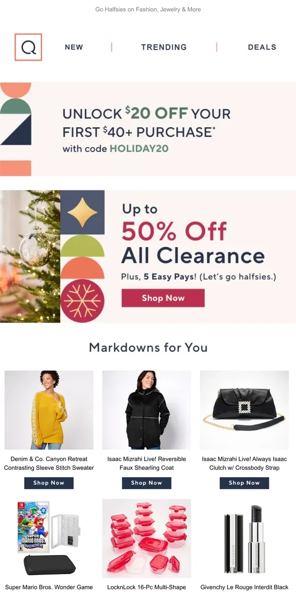 Email from QVC. Up to 50% Off All Clearance Is On