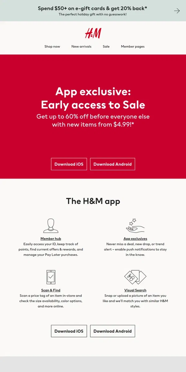 Email from H&M. App exclusive: New styles added to sale!