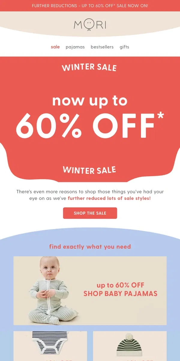 Email from MORI. Your wishlist…now up to 60% off!!