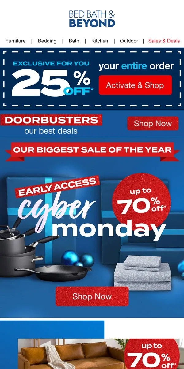 Email from Bed Bath & Beyond. 🤩🛜✨ Early Cyber Monday Deals are Going on NOW 🤩🛜✨