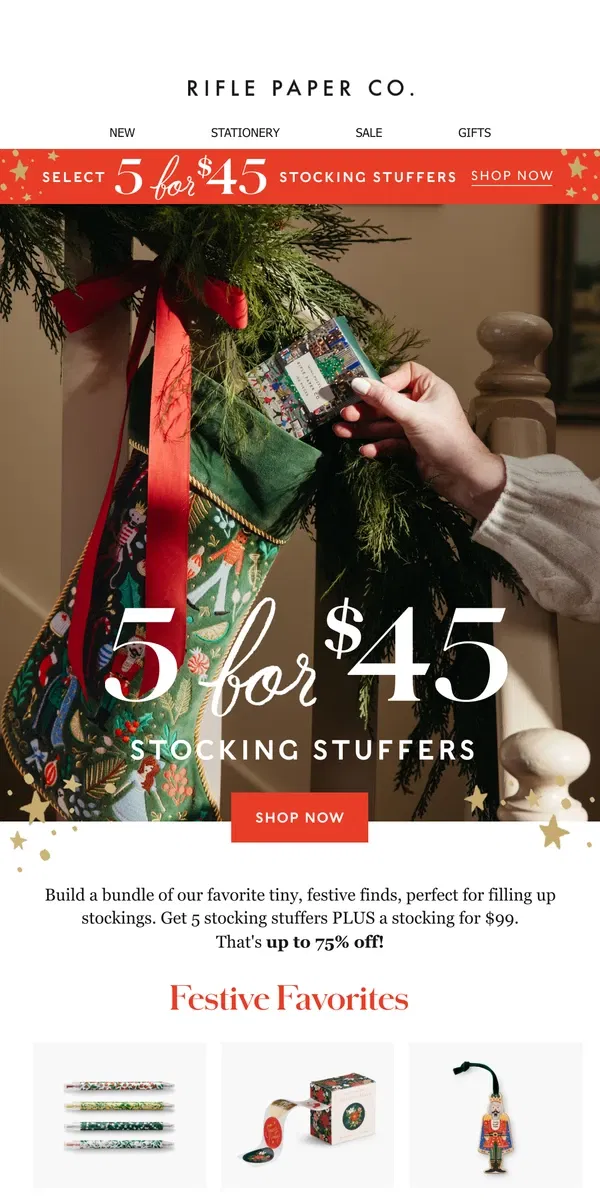 Email from Rifle Paper Co.. Build Your Bundle: 5 Gifts for $45