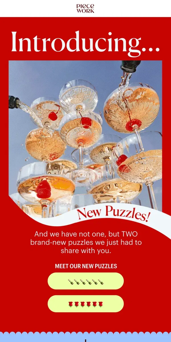 Email from Piecework Puzzles. NEW 🍾 NEW 🍾 NEW 🍾