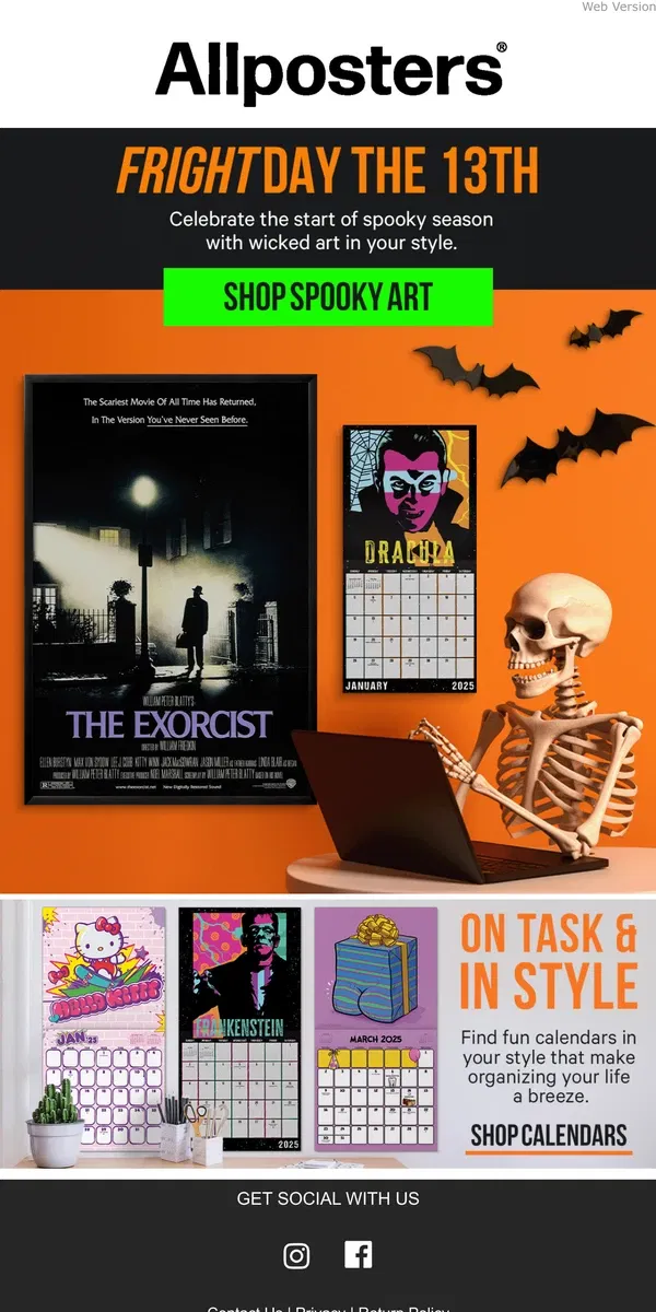 Email from AllPosters. Spooky Season Starts Now