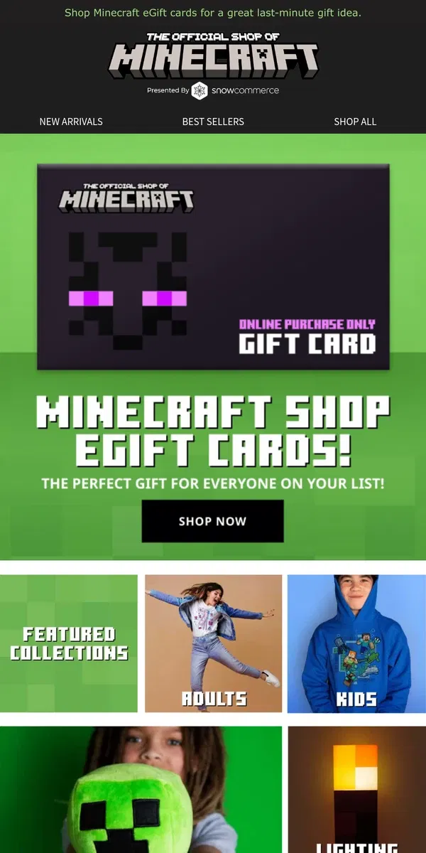 Email from Minecraft. Shop An E-Gift Card! Finish Your List Today 🎁