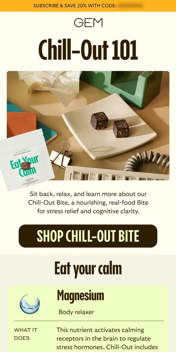 Email from GEM. The 411 on Chill-Out