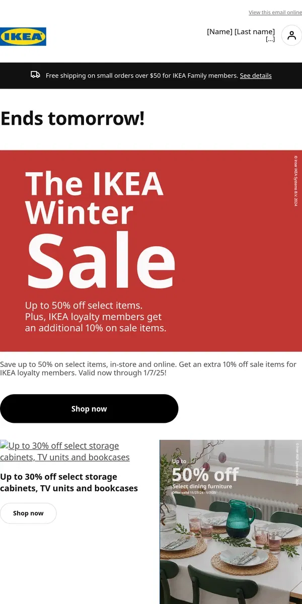 Email from IKEA. Ends tomorrow 🤩 Take an extra 10% off sale items