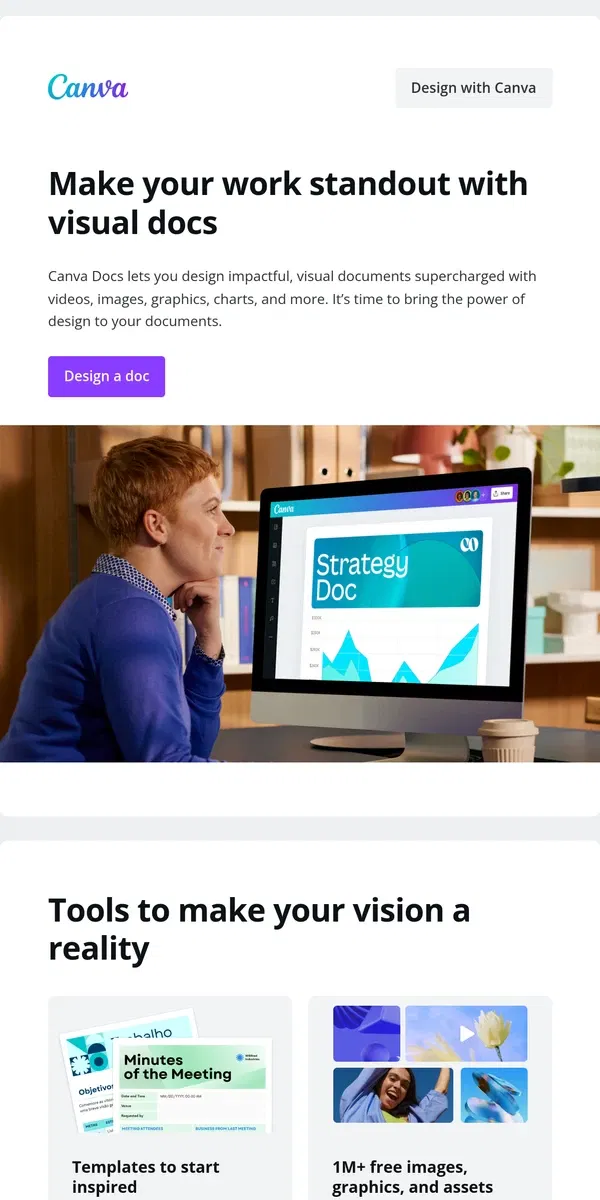 Email from Canva. Level up your docs with visuals