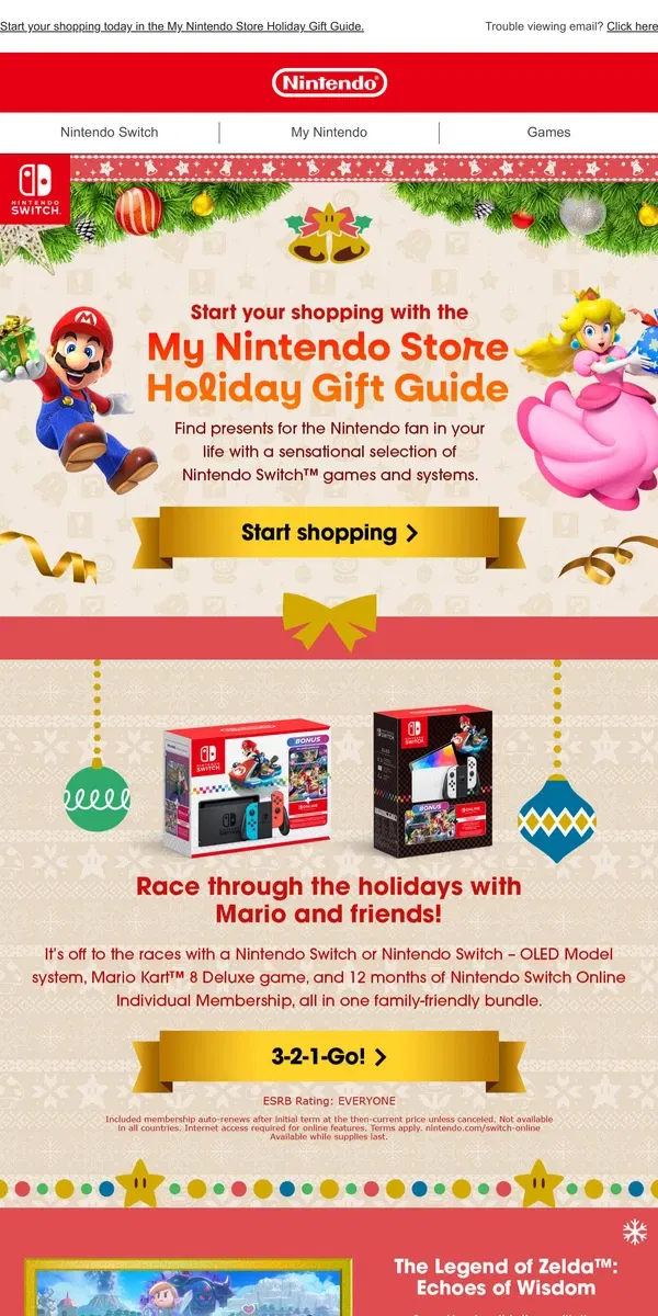 Email from Nintendo. Jump into the world of Mario and friends with a Nintendo Switch holiday bundle.