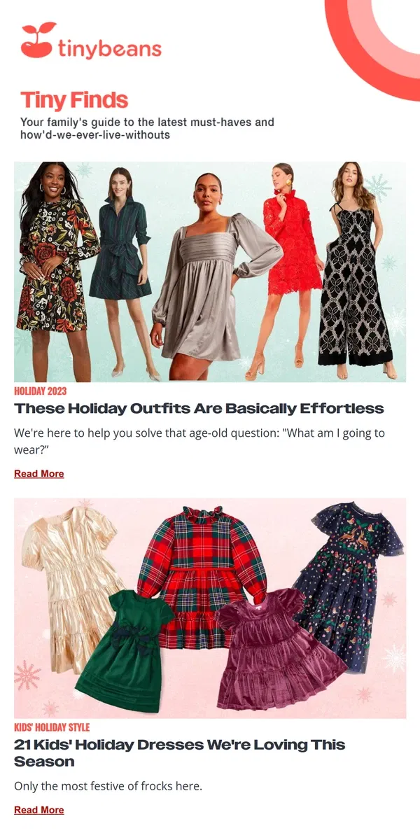 Email from Tinybeans. We’ve Got Everyone’s Holiday Outfits in Here 🎀