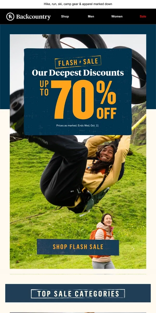 Email from Backcountry. 2 days only! Up to 70% off Flash Sale