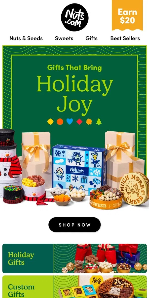 Email from Nuts.com. Your Holiday Gift Guide is here!