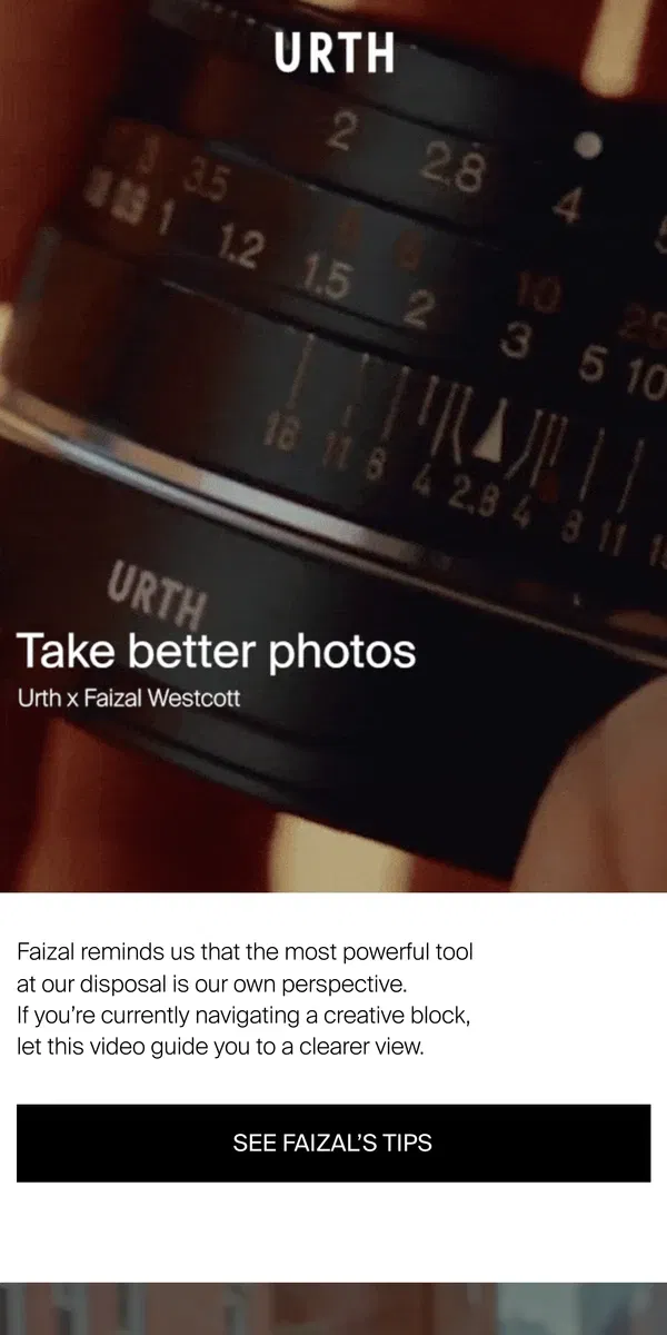 Email from Urth. Practical tips for better photos