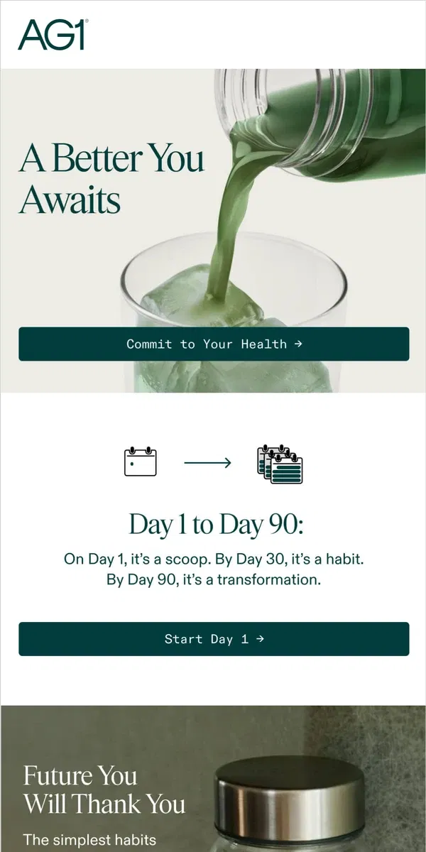 Email from AG1 by Athletic Greens. Better habits lead to better health