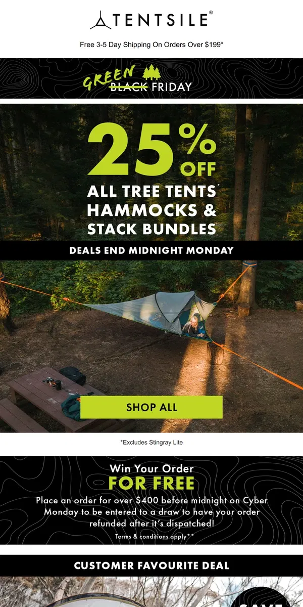 Email from Tentsile. Black Friday Deals | Ending Soon 🌲