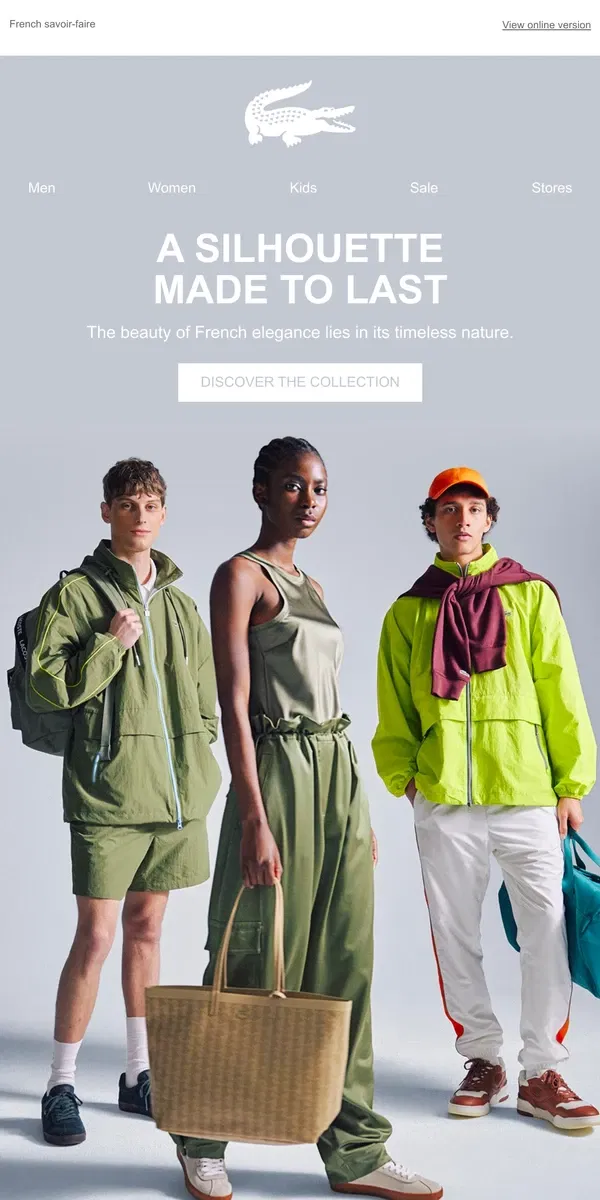 Email from Lacoste. A new collection, made to last.