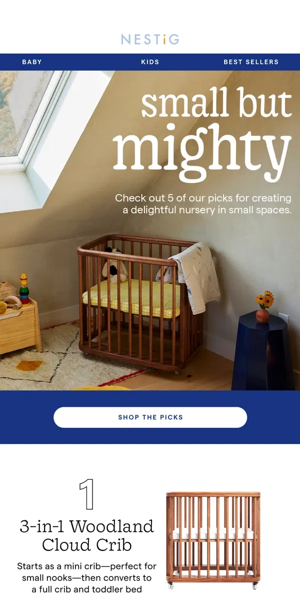 Email from Nestig. 5 ideas for small nursery spaces