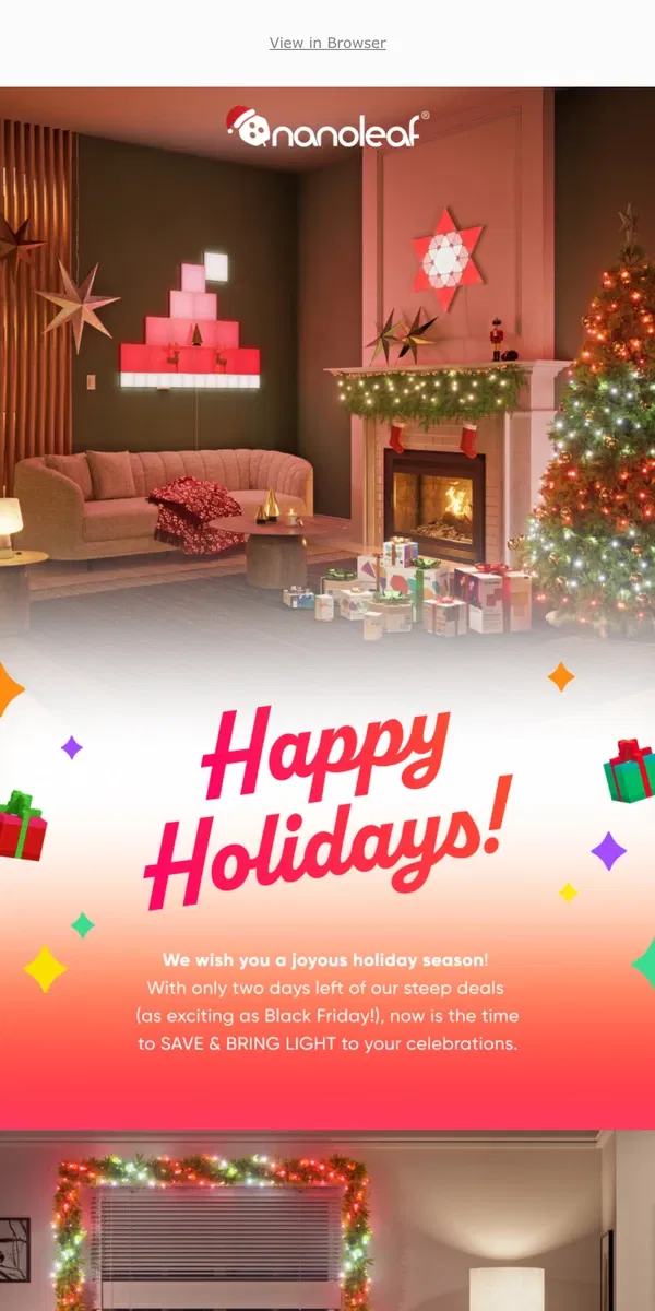 Email from Nanoleaf. 🎁 Deals to Brighten Your Holidays 🎁