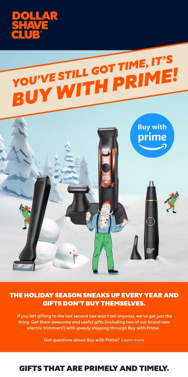 Email from Dollar Shave Club. Get a gift with Amazon Prime