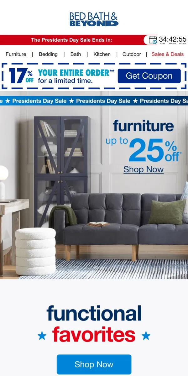 Email from Bed Bath & Beyond. Furniture Refresh on a Budget 🙌