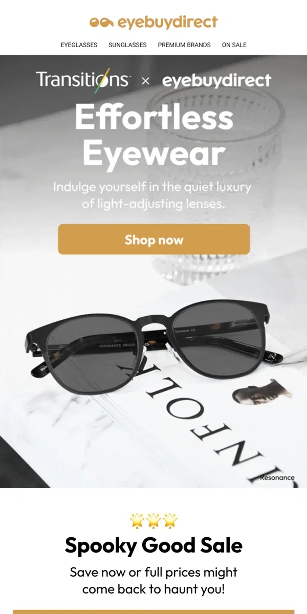 Email from Eyebuydirect. Experience Eyewear Luxury 😊✨ 