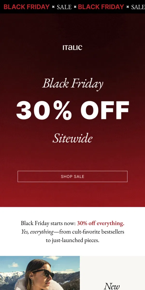 Email from Italic. Black Friday Sale Is LIVE!