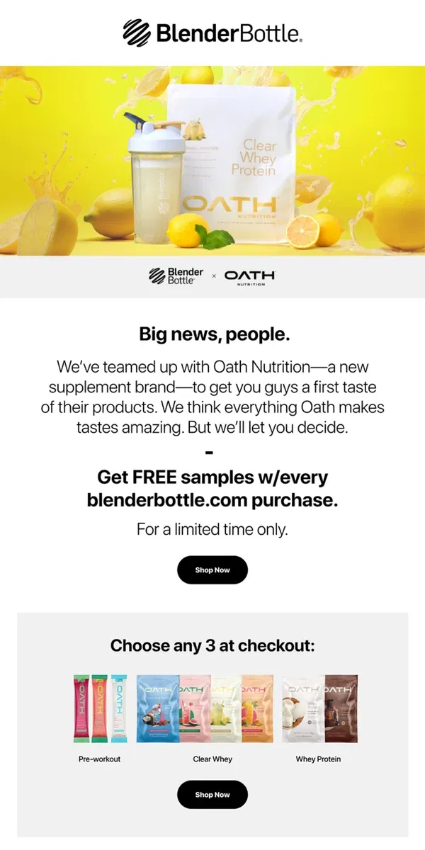 Email from BlenderBottle. Free Supplements with Every Order?!