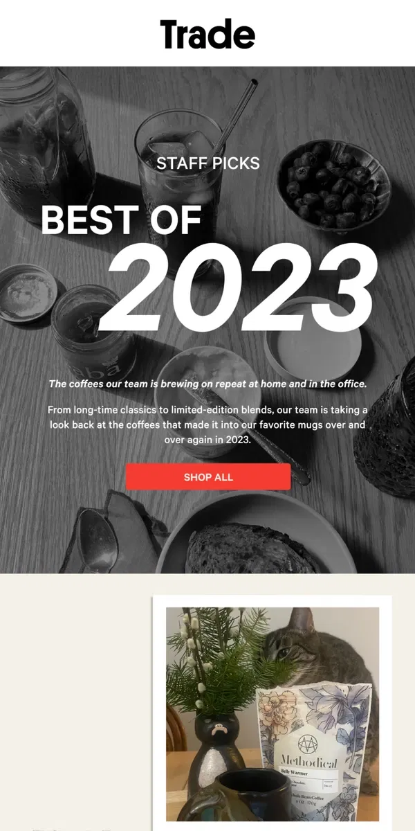 Email from Trade Coffee. Staff Picks: Best of 2023