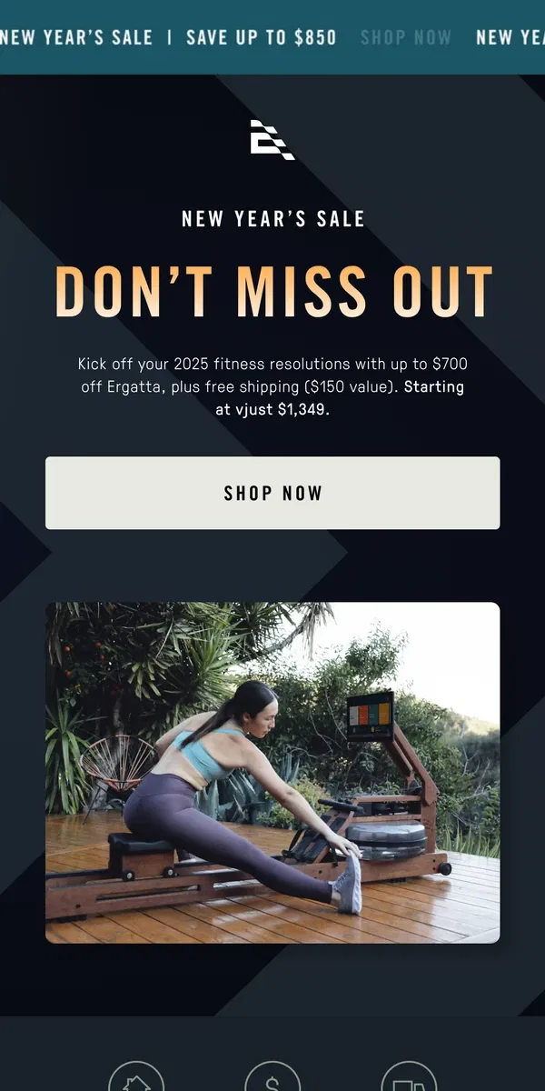 Email from Ergatta. Time is ticking: Up to $850 off ends soon!