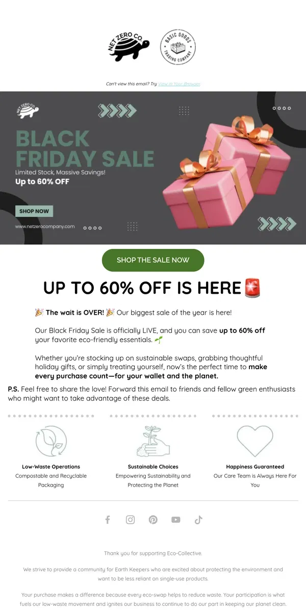 Email from Net Zero Co.. ⭐UP to 60% OFF - Our Black Friday Sale is Here⭐