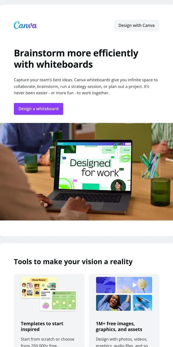 Email from Canva. Capture the best ideas with whiteboards
