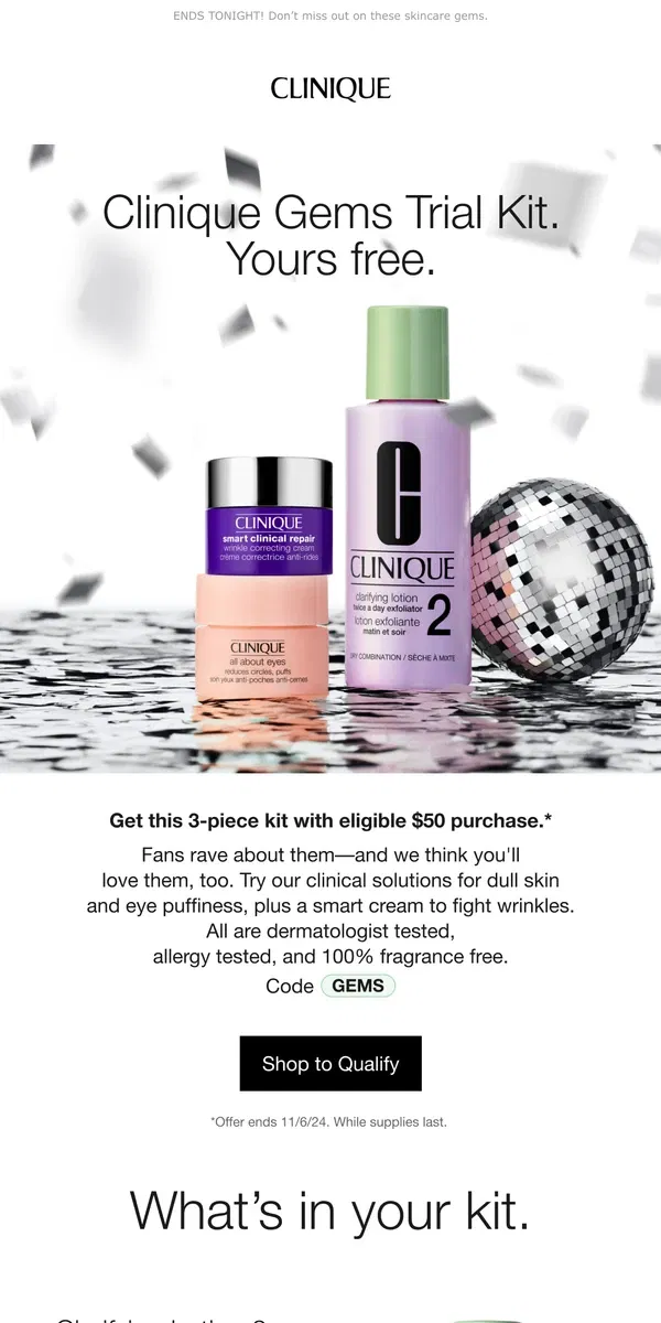 Email from Clinique. 🌟 Get 3 free Clinique gems with your $50 order 🌟 