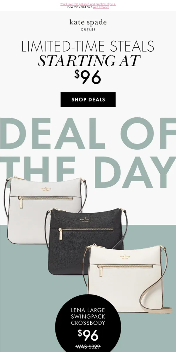 Email from Kate Spade. Our $96 crossbody is calling your name!