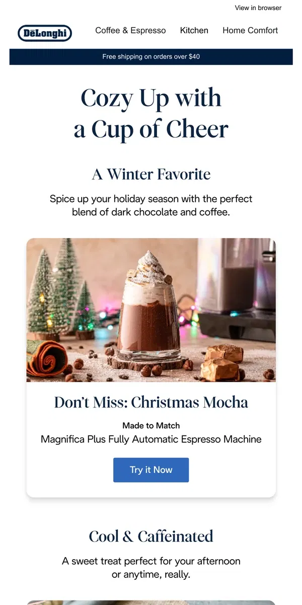 Email from De'Longhi. 3 new coffee recipes to try today!