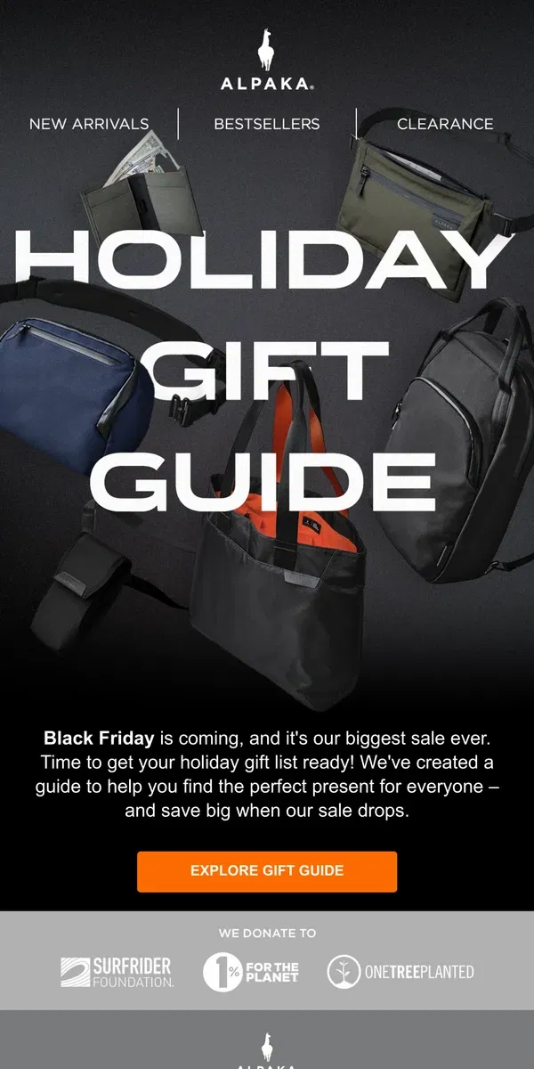 Email from ALPAKA. Your Holiday GIFT GUIDE 🎁