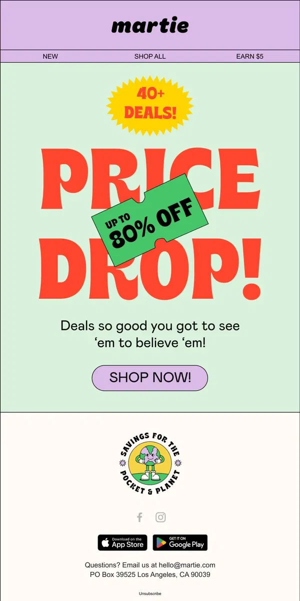 Email from Martie. 🚨🚨 PRICE DROP! Shop 40+ deals at their lowest prices ever!