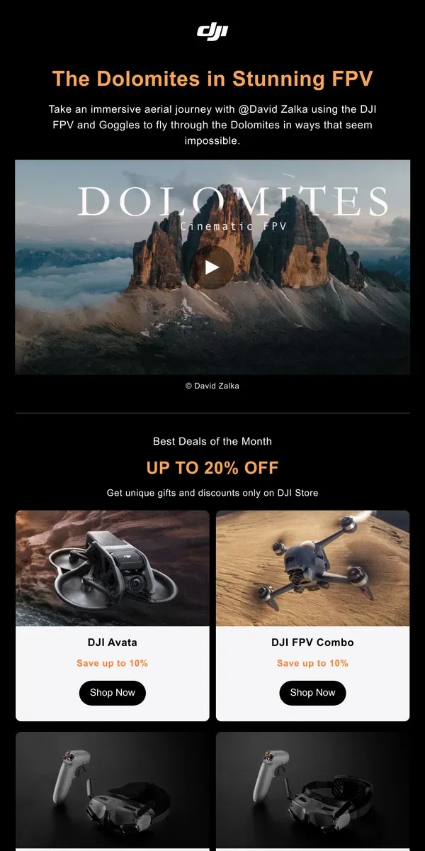 Email from DJI. The Dolomites in Stunning FPV